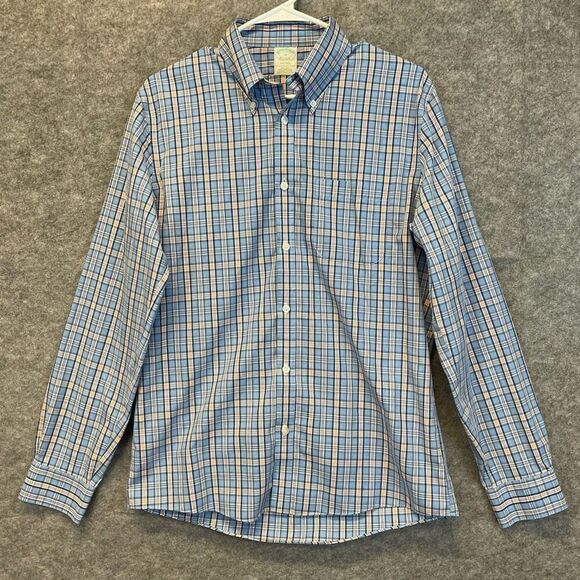 BROOKS BROTHERS Milano Fit Non-Iron 100% Supima Cotton Plaid Shirt Men’s Medium - Picture 1 of 11